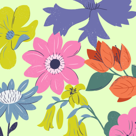 flowers on light green background